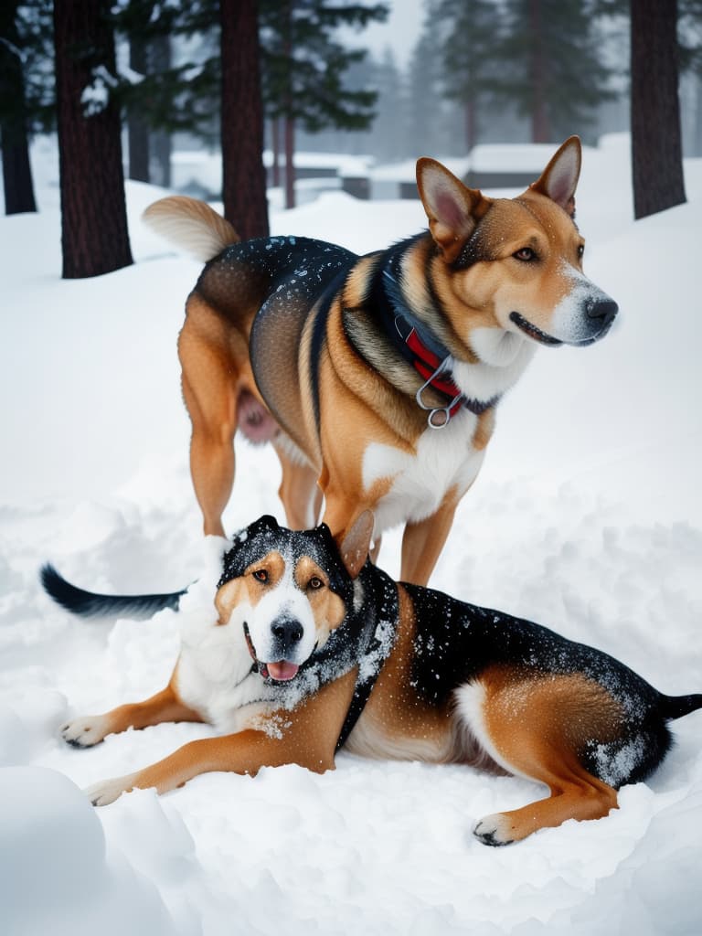  <lora:full-body:1> a dog in the snow, rescuing a person buried in snow hyperrealistic, full body, detailed clothing, highly detailed, cinematic lighting, stunningly beautiful, intricate, sharp focus, f/1. 8, 85mm, (centered image composition), (professionally color graded), ((bright soft diffused light)), volumetric fog, trending on instagram, trending on tumblr, HDR 4K, 8K