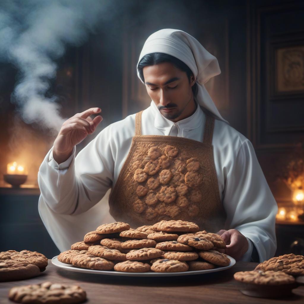  magic cookies hyperrealistic, full body, detailed clothing, highly detailed, cinematic lighting, stunningly beautiful, intricate, sharp focus, f/1. 8, 85mm, (centered image composition), (professionally color graded), ((bright soft diffused light)), volumetric fog, trending on instagram, trending on tumblr, HDR 4K, 8K