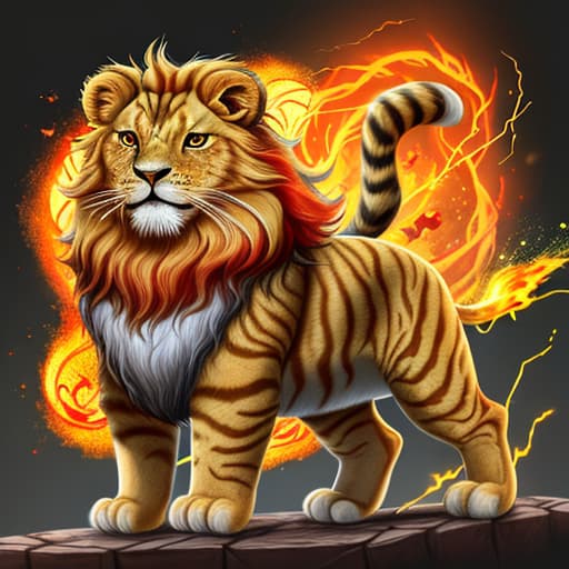  Shandong lion cat based, add lightning and flame elements, make a mascot,