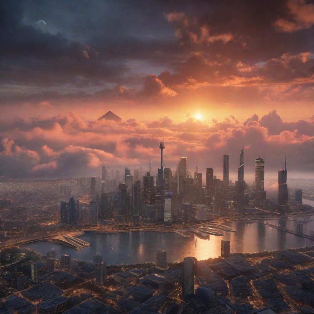  ¿Como se ven los Aliens?, night clouds, above city, atmospheric lighting, Octane Render a fantasy digital painting by James Gurney, trending on Artstation, hyperrealistic, realistic, photorealistic, dynamic lighting, highly detailed, cinematic landscape, studio lighting hyperrealistic, full body, detailed clothing, highly detailed, cinematic lighting, stunningly beautiful, intricate, sharp focus, f/1. 8, 85mm, (centered image composition), (professionally color graded), ((bright soft diffused light)), volumetric fog, trending on instagram, trending on tumblr, HDR 4K, 8K