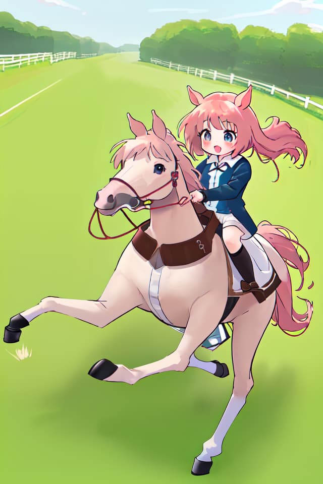  High image quality, cute girl, horse daughter, 🐴, running horse girl, 8K