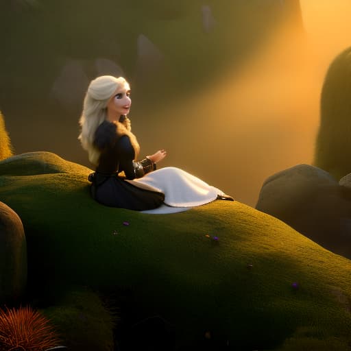 modern disney style absurdres, [perfect shadows and lighting], detailed background, incredible high-key lighting, masterpiece, high quality, detailed, extremely detailed, ambient soft lighting, 4K, 1girl, fur coat, white hair, blond hair, red eyes, pearl necklace, neckline, sitting, arms at sides, curly hair, white coat, coat, dark red dress, sitting, hair over one eye hyperrealistic, full body, detailed clothing, highly detailed, cinematic lighting, stunningly beautiful, intricate, sharp focus, f/1. 8, 85mm, (centered image composition), (professionally color graded), ((bright soft diffused light)), volumetric fog, trending on instagram, trending on tumblr, HDR 4K, 8K