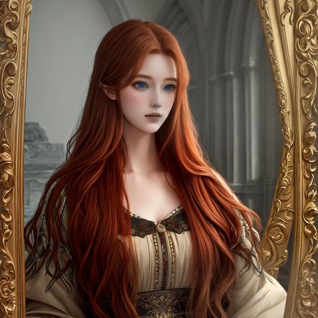  masterpiece, best quality, (Fidelity: 1.4), Best Quality, Masterpiece, Ultra High Resolution, Poster, Fantasy Art, Very Detailed Faces, 8k resolution, Young german woman, ginger long hair, naked