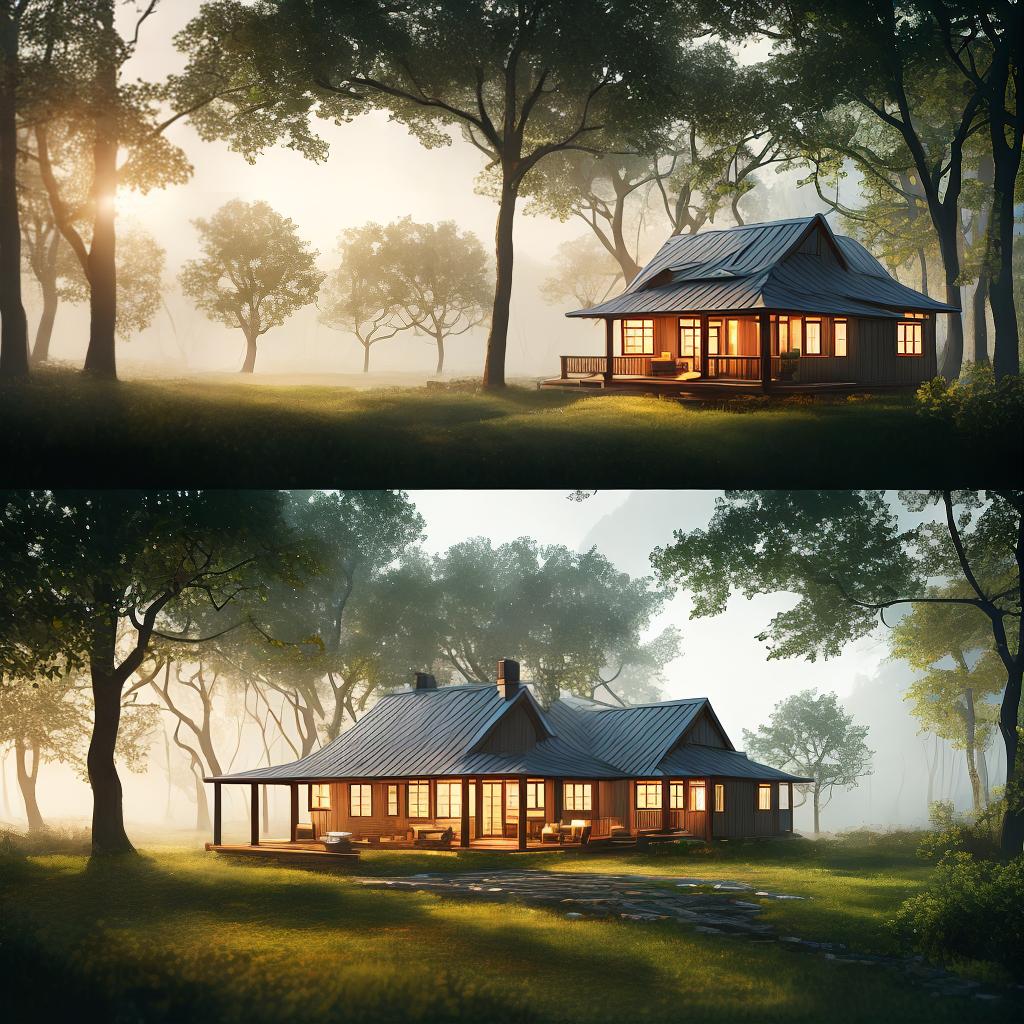  A breathtaking masterpiece of a glass cottage in the scenic view of a rainy forest, with the best quality, 8k resolution, and ultra-detailed elements. The main subject of the scene is a girl sitting by the fireplace. hyperrealistic, full body, detailed clothing, highly detailed, cinematic lighting, stunningly beautiful, intricate, sharp focus, f/1. 8, 85mm, (centered image composition), (professionally color graded), ((bright soft diffused light)), volumetric fog, trending on instagram, trending on tumblr, HDR 4K, 8K