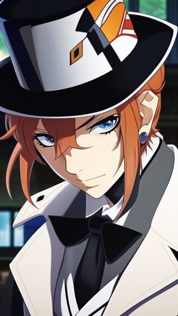  cool picture of chuuya in bungo stray dogs as a cute girl, ((masterpiece)), best quality, very detailed, high resolution, sharp, sharp image, extremely detailed, 4k, 8k