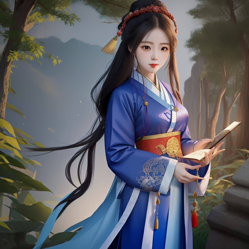  Chinese fairy style, girl, ancient people, occupation: doctor, alchemist, Hanfu