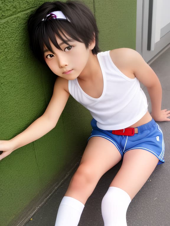  Long white high socks tank top cute sixth grade hot pants Japanese sweat boys boys