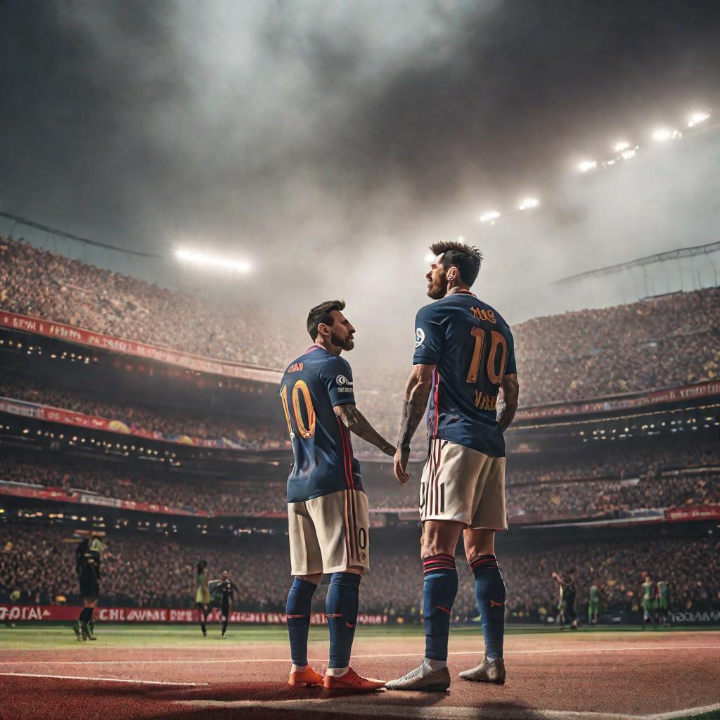  Messi hyperrealistic, full body, detailed clothing, highly detailed, cinematic lighting, stunningly beautiful, intricate, sharp focus, f/1. 8, 85mm, (centered image composition), (professionally color graded), ((bright soft diffused light)), volumetric fog, trending on instagram, trending on tumblr, HDR 4K, 8K