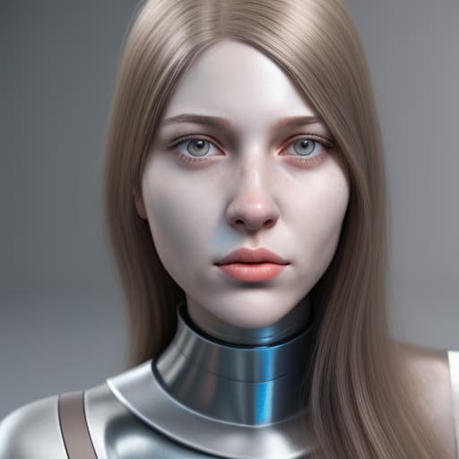  Extremely realistic portrait of a real life titanium girl