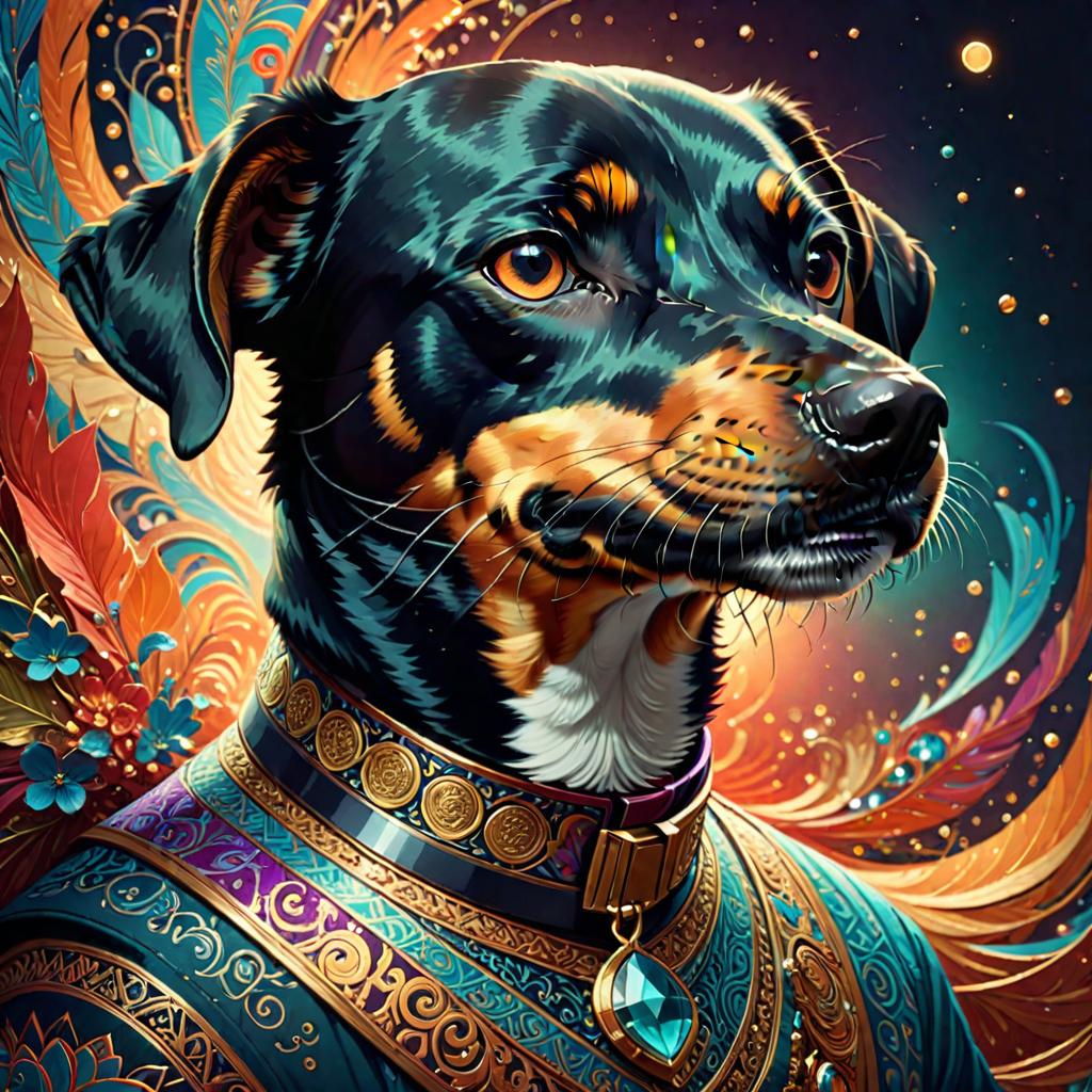  portrait Face, Photo of jalil dog, artstation winner by Victo Ngai, Kilian Eng and by Jake Parker, vibrant colors, winning-award masterpiece, fantastically gaudy, aesthetic octane render, 8K HD Resolution, 8k, highly detailed, high quality,illustration,