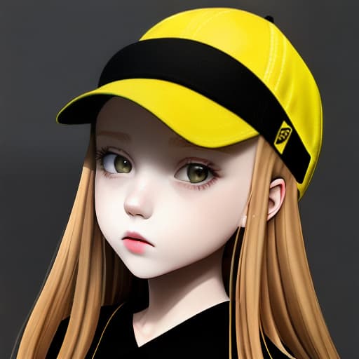  girl with yellow cap black room