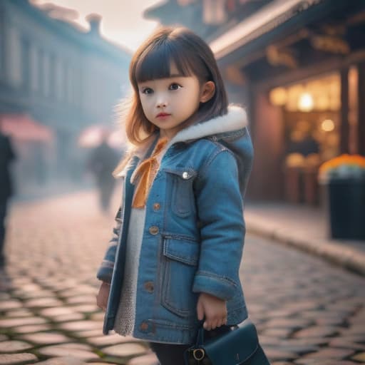  cute littel girl hyperrealistic, full body, detailed clothing, highly detailed, cinematic lighting, stunningly beautiful, intricate, sharp focus, f/1. 8, 85mm, (centered image composition), (professionally color graded), ((bright soft diffused light)), volumetric fog, trending on instagram, trending on tumblr, HDR 4K, 8K