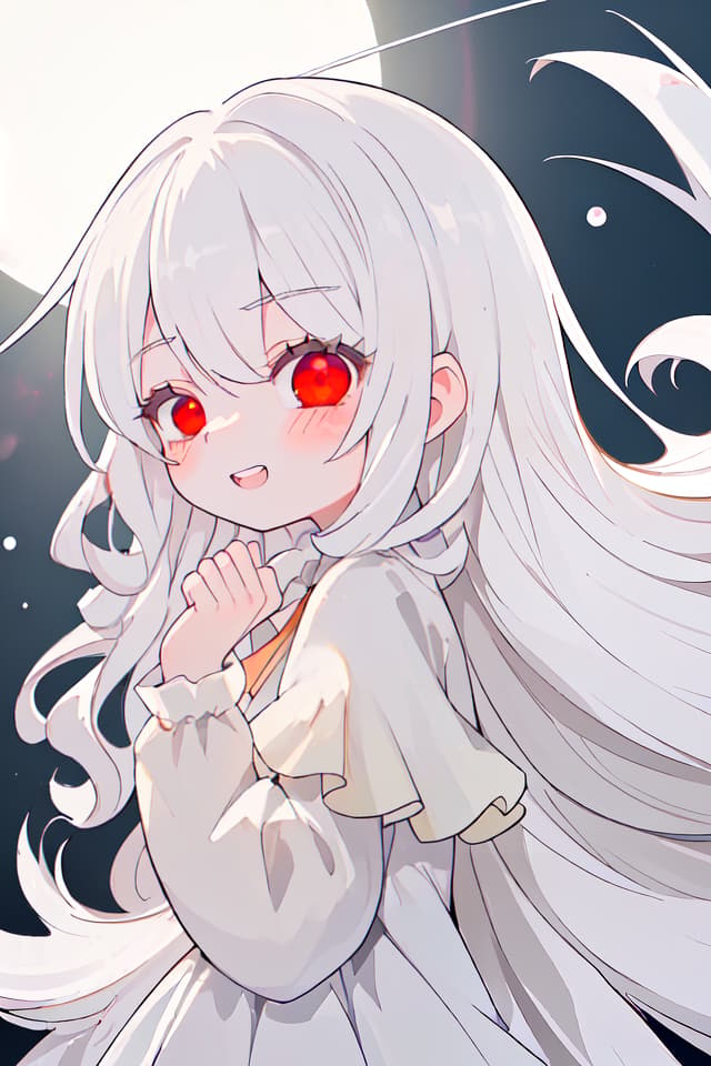  ultra detailed:1.2masterpiece:1.2,best quality,masterpiece,bestquality,hdr:1.1,8k:1.1,very cute girl:1.3,white hair:1.3,very long hair,volume hair:0.7,flare hair:1.2,curly hair:1.4,red eyes,bad mood:1.3,sleepy eyes:1.2,dot open mouth:1.3,upper body:1.3,dutch angle,half closed eyes:1.8,sulking:1.6,bored:1.3,upper body:1.1,from side,from above ,grin:0.6,looking viewer