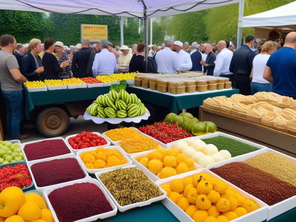  An ultradetailed image of a vibrant, bustling farmer's market with stalls overflowing with colorful, fresh local produce such as ripe fruits, organic vegetables, fragrant herbs, and jars of homemade jams and honey. The scene captures the essence of community, sustainability, and the beauty of locally sourced ingredients for baking. The image is rich in texture and detail, showcasing the diversity and quality of seasonal offerings that inspire creativity in the kitchen. hyperrealistic, full body, detailed clothing, highly detailed, cinematic lighting, stunningly beautiful, intricate, sharp focus, f/1. 8, 85mm, (centered image composition), (professionally color graded), ((bright soft diffused light)), volumetric fog, trending on instagram, trending on tumblr, HDR 4K, 8K