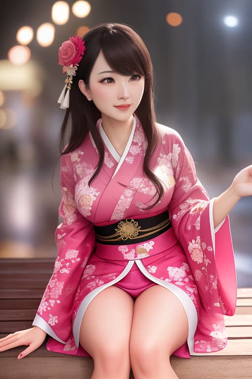 1girl, pink kimono, hyperrealistic, full body, detailed clothing, highly detailed, cinematic lighting, stunningly beautiful, intricate, sharp focus, f/1. 8, 85mm, (centered image composition), (professionally color graded), ((bright soft diffused light)), volumetric fog, trending on instagram, trending on tumblr, HDR 4K, 8K