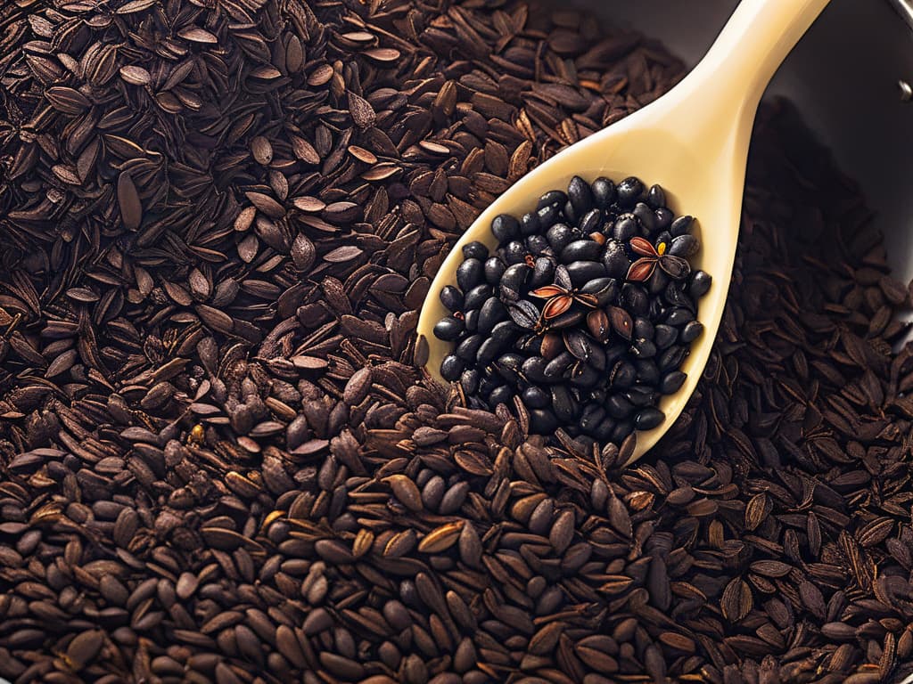  A closeup, ultradetailed image of a split vanilla bean from Madagascar, showcasing the tiny black vanilla seeds inside against a stark white background. The intricate details of the seeds and the texture of the bean should be incredibly sharp and clear, emphasizing the purity and quality of Madagascar vanilla. hyperrealistic, full body, detailed clothing, highly detailed, cinematic lighting, stunningly beautiful, intricate, sharp focus, f/1. 8, 85mm, (centered image composition), (professionally color graded), ((bright soft diffused light)), volumetric fog, trending on instagram, trending on tumblr, HDR 4K, 8K