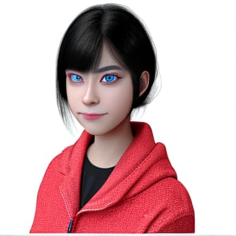  masterpiece, best quality, black angle realism 3D , red eye and blue eyes with black hair