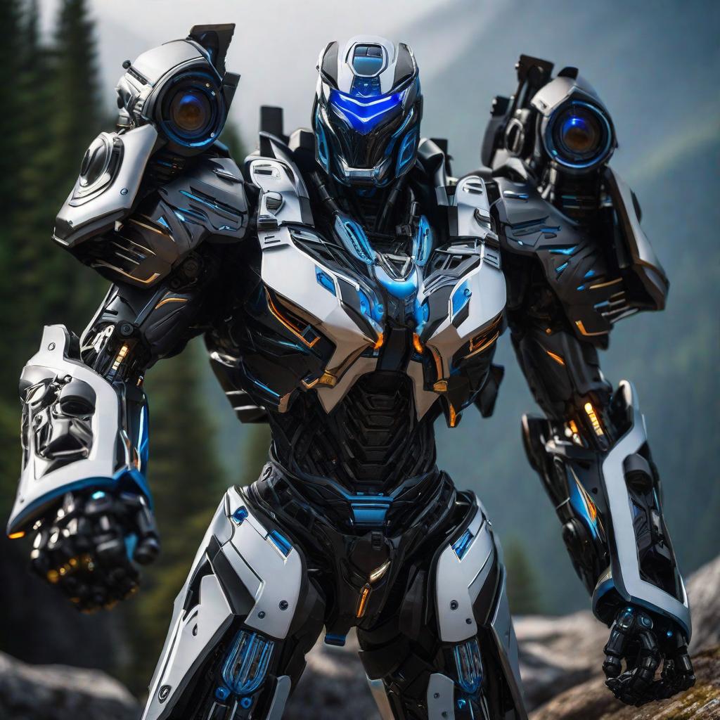  black and white pic ultimate blue sentinelaibot sleek extreme matrix spectrum vivid mountain fire hyperrealistic, full body, detailed clothing, highly detailed, cinematic lighting, stunningly beautiful, intricate, sharp focus, f/1. 8, 85mm, (centered image composition), (professionally color graded), ((bright soft diffused light)), volumetric fog, trending on instagram, trending on tumblr, HDR 4K, 8K