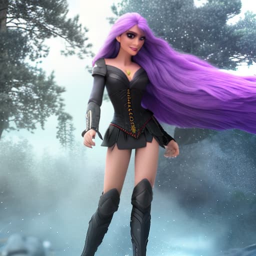 modern disney style female,long hair Purple,her bangs on the side,Blue eyes,fairy,her Wings is buttetfly Purple,blck jeans,black shirt,black hacker,background is sky,she is fly at the sky hyperrealistic, full body, detailed clothing, highly detailed, cinematic lighting, stunningly beautiful, intricate, sharp focus, f/1. 8, 85mm, (centered image composition), (professionally color graded), ((bright soft diffused light)), volumetric fog, trending on instagram, trending on tumblr, HDR 4K, 8K