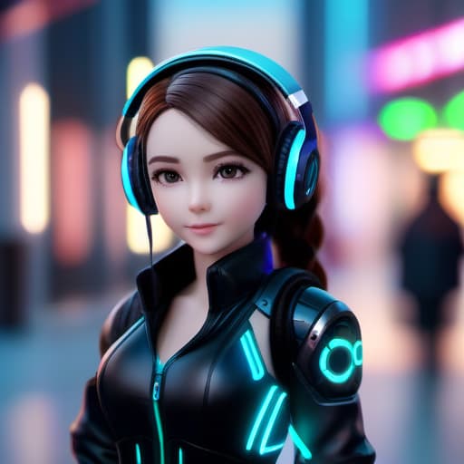 A Cute AI Chatbot with a Mic and Headphones, Portrait, HD, Gorgeous, 1080p, Cyberpunk, Futuristic World, Cyberpunk World, 12k, High-Quality, Extremely-Detailed, Blurred Background, Unrealsitic hyperrealistic, full body, detailed clothing, highly detailed, cinematic lighting, stunningly beautiful, intricate, sharp focus, f/1. 8, 85mm, (centered image composition), (professionally color graded), ((bright soft diffused light)), volumetric fog, trending on instagram, trending on tumblr, HDR 4K, 8K