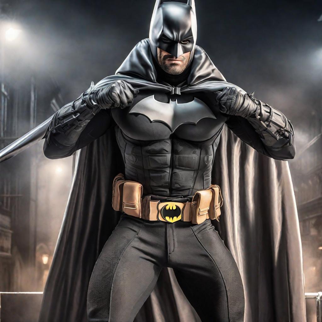  Batman versão Zorro hyperrealistic, full body, detailed clothing, highly detailed, cinematic lighting, stunningly beautiful, intricate, sharp focus, f/1. 8, 85mm, (centered image composition), (professionally color graded), ((bright soft diffused light)), volumetric fog, trending on instagram, trending on tumblr, HDR 4K, 8K