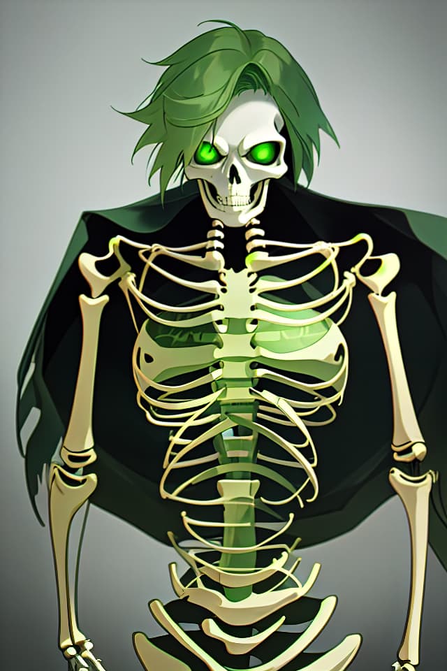  Enhanced skeleton of green hair character