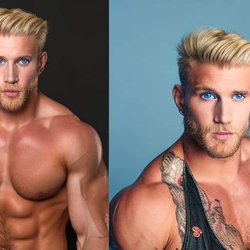 portrait+ style wwe queer blonde hunk dude face