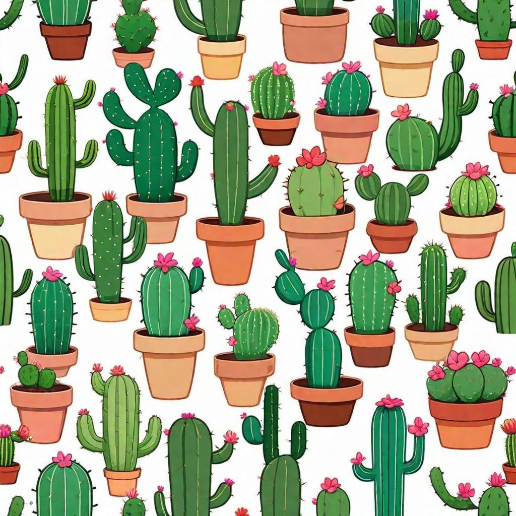  many vectors of a cute kawaii cactus, white background