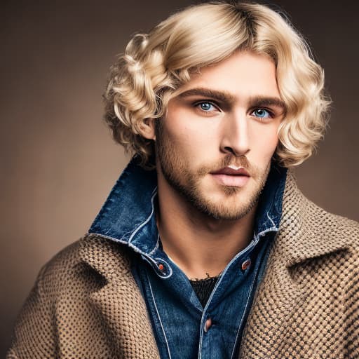 portrait+ style Russian queer soap actor blonde hunk dude face