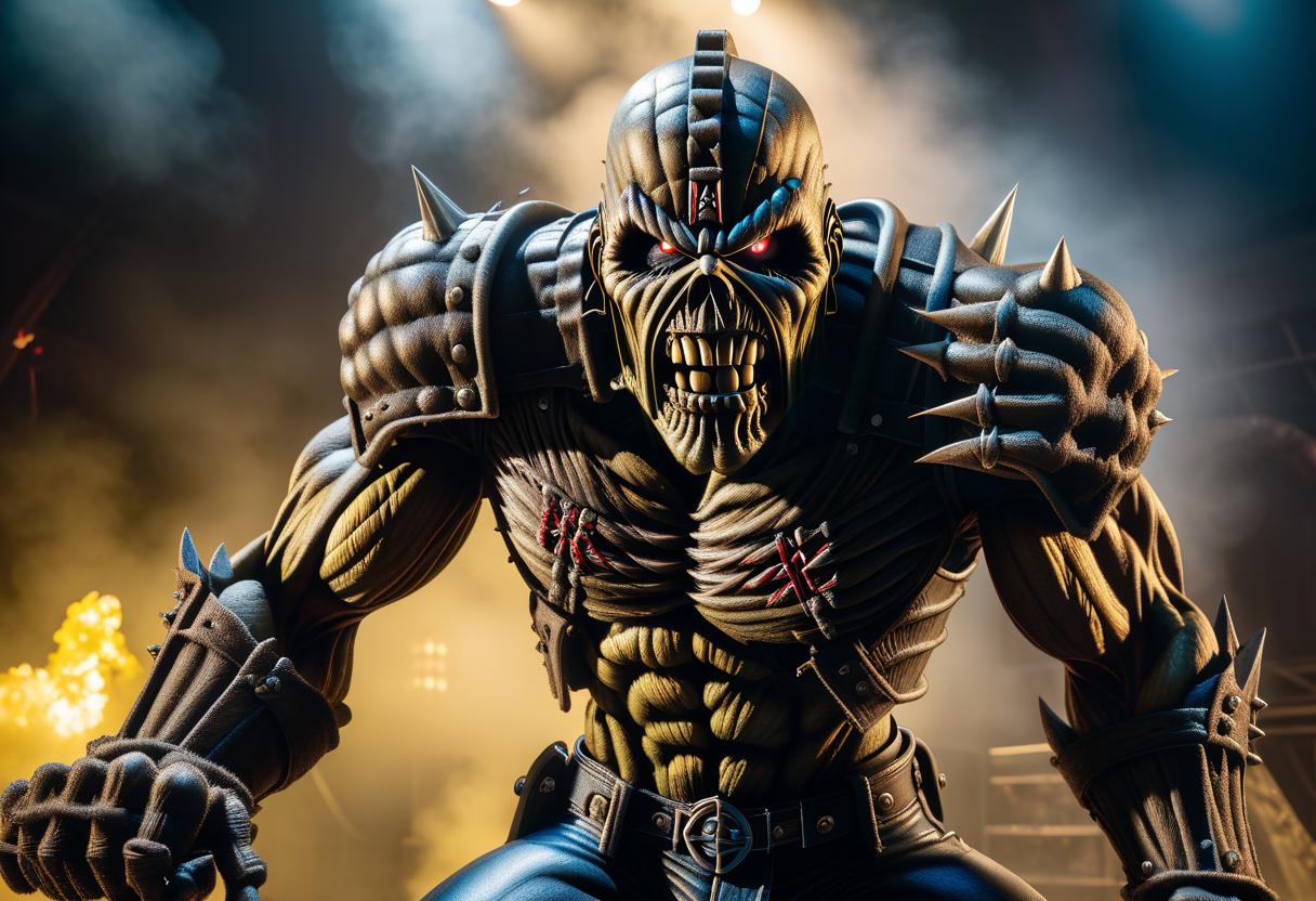  ((IRON MAIDEN)), Piece of Mind ((high quality)), hyperrealistic, full body, detailed clothing, highly detailed, cinematic lighting, stunningly beautiful, intricate, sharp focus, f/1. 8, 85mm, (centered image composition), (professionally color graded), ((bright soft diffused light)), volumetric fog, trending on instagram, trending on tumblr, HDR 4K, 8K