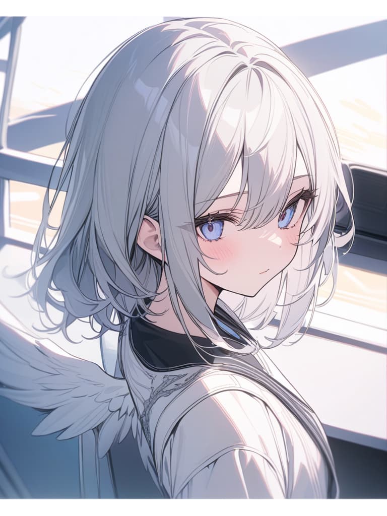  Gray hair, cute, angel, girl, subculture, masterpiece, best quality,8k,ultra detailed,high resolution,an extremely delicate and beautiful,hyper detail