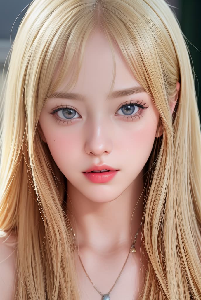  blond haired woman with a choke and necklace on her neck, detailed portrait of anime girl, anime. soft lighting, hyper realistic anime, close up of a young anime girl, kawaii realistic portrait, stunning anime face portrait, photorealistic anime girl render, soft portrait shot 8 k, anime girl in real life, 8k artgerm bokeh, beautiful anime portrait, ADVERTISING PHOTO,high quality, good proportion, masterpiece , The image is captured with an 8k camera and edited using the latest digital tools to produce a flawless final result.