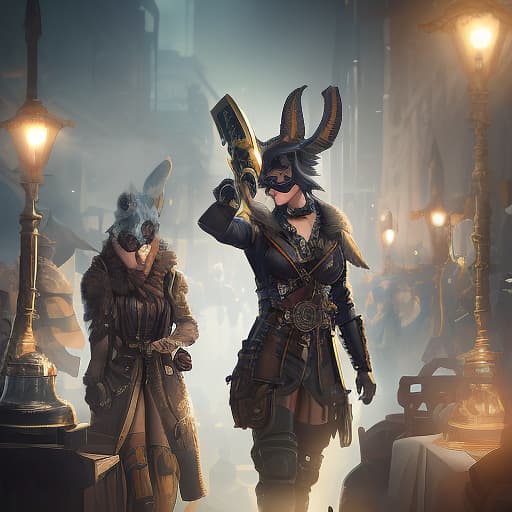  Steam punk dieselpunk rats hyperrealistic, full body, detailed clothing, highly detailed, cinematic lighting, stunningly beautiful, intricate, sharp focus, f/1. 8, 85mm, (centered image composition), (professionally color graded), ((bright soft diffused light)), volumetric fog, trending on instagram, trending on tumblr, HDR 4K, 8K