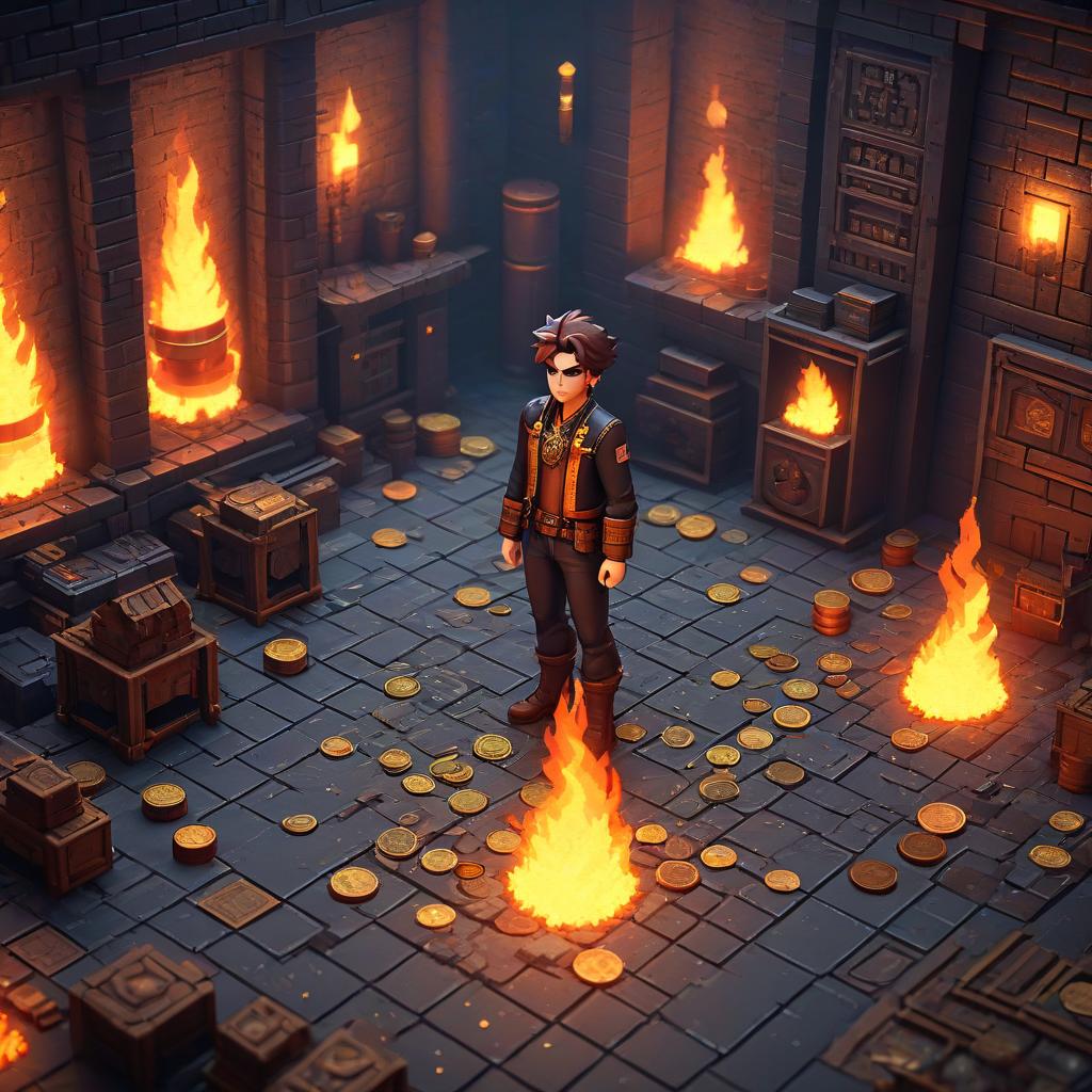  pixel art 8 bit, coin in the middle, coin from the game, many coins on the floor, fire, energy . low res, blocky, pixel art style, 8 bit graphics hyperrealistic, full body, detailed clothing, highly detailed, cinematic lighting, stunningly beautiful, intricate, sharp focus, f/1. 8, 85mm, (centered image composition), (professionally color graded), ((bright soft diffused light)), volumetric fog, trending on instagram, trending on tumblr, HDR 4K, 8K