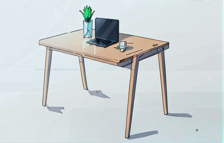  a desk,a clean and crisp anime illustration with bold outlines, smooth shading,cell shaded, crisp ,flat colors, and a minimalistic background.