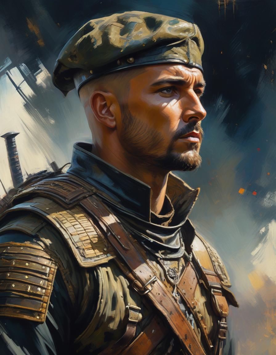  cinematic film still (Digital painting:1.6), (by Wadim Kashin:1.3), boer male warrior, in dieselpunk style, camouflage, belts, pouches, short haircut, oil painting, splatter ink, double exposure, intricate details, ultra high detailed, extremely best quality, masterpiece, 8k. . shallow depth of field, vignette, highly detailed, high budget, bokeh, cinemascope, moody, epic, gorgeous, film grain, grainy hyperrealistic, full body, detailed clothing, highly detailed, cinematic lighting, stunningly beautiful, intricate, sharp focus, f/1. 8, 85mm, (centered image composition), (professionally color graded), ((bright soft diffused light)), volumetric fog, trending on instagram, trending on tumblr, HDR 4K, 8K