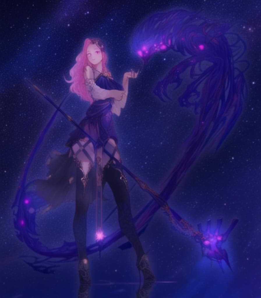 {masterpiece}, (((fleeting beautiful girl))),(((purple eyes))),(((hair is starry pink long hair))),(((starry haired girl))),{soro},{look down},{ancient roman clothing},{night sky},high quality,high resolution,16k,