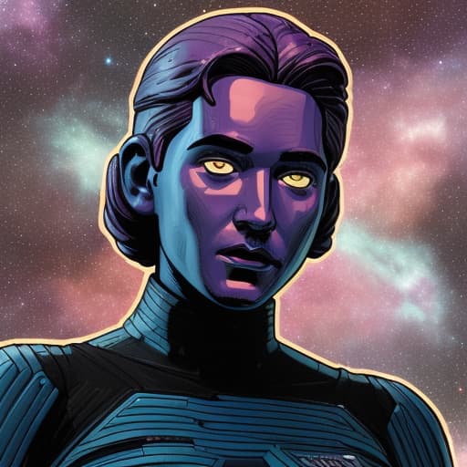  Comic style figure, galaxy in the background