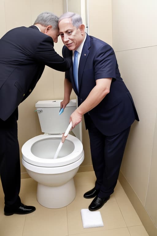  Benjamin Netanyahu, clean up toilet, sweep the floor