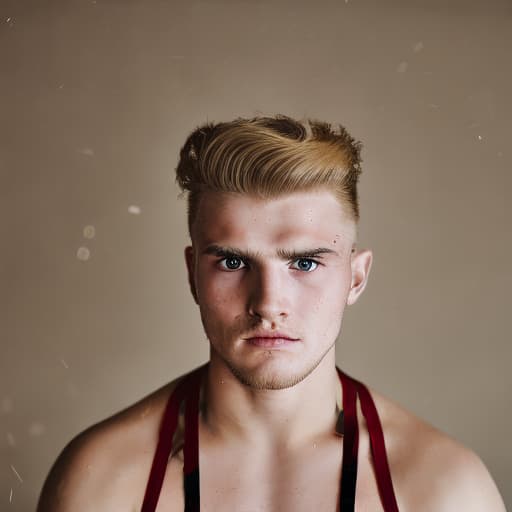 portrait+ style russian queer wrestler blonde very cute dude face