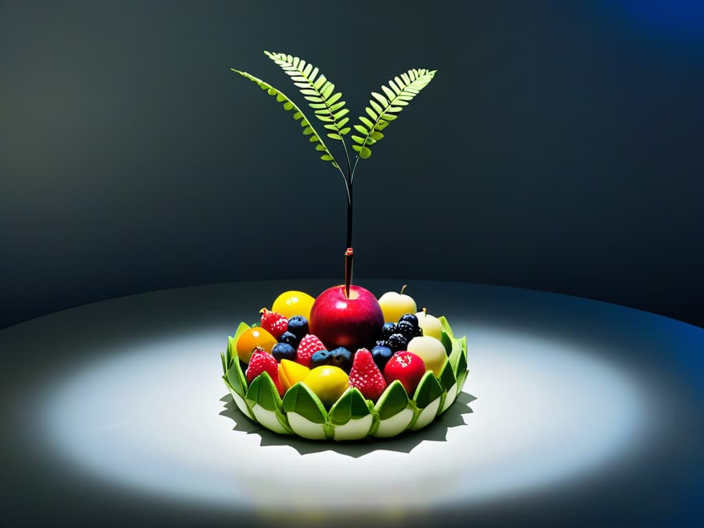  An ultrahigh resolution, 8k image of a meticulously crafted edible sculpture by Cédric Grolet, showcasing intricate details and vibrant colors. The sculpture features a realistic fruit basket made entirely of delicate, lifelike marzipan fruits, including apples, pears, and peaches, arranged in a stunning display that highlights Grolet's unparalleled skill and creativity. The lighting is soft yet dynamic, casting gentle shadows that enhance the depth and texture of each piece, creating a visually captivating and mouthwatering work of art. hyperrealistic, full body, detailed clothing, highly detailed, cinematic lighting, stunningly beautiful, intricate, sharp focus, f/1. 8, 85mm, (centered image composition), (professionally color graded), ((bright soft diffused light)), volumetric fog, trending on instagram, trending on tumblr, HDR 4K, 8K