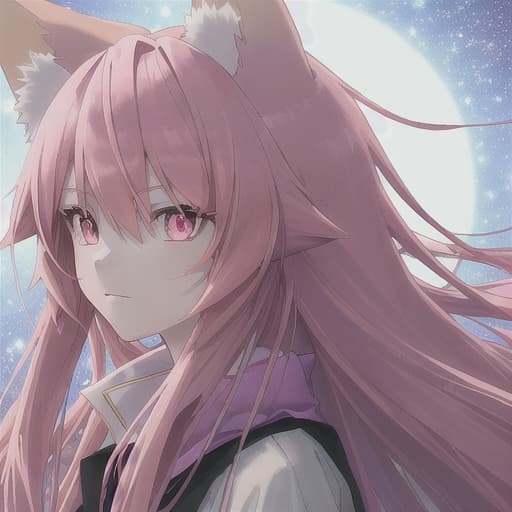  best quality masterpiece detailed light illutration ultradetail pink hair fox ear anime girl