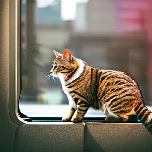 nvinkpunk Realistic image of a cat wearing headphones and reading glasses while riding a bus. hyperrealistic, full body, detailed clothing, highly detailed, cinematic lighting, stunningly beautiful, intricate, sharp focus, f/1. 8, 85mm, (centered image composition), (professionally color graded), ((bright soft diffused light)), volumetric fog, trending on instagram, trending on tumblr, HDR 4K, 8K