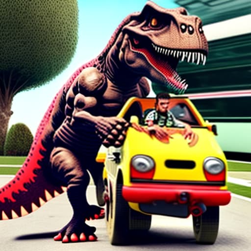 estilovintedois Mario Balotelli whit a t-rex in a scuolabus