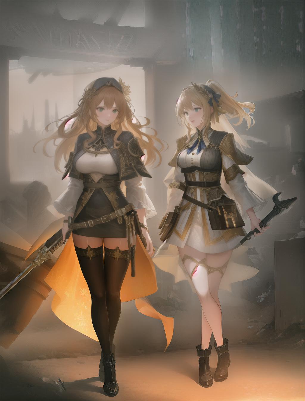  Two girls with blond and brown hair battling, hyperrealistic, full body, detailed clothing, highly detailed, cinematic lighting, stunningly beautiful, intricate, sharp focus, f/1. 8, 85mm, (centered image composition), (professionally color graded), ((bright soft diffused light)), volumetric fog, trending on instagram, trending on tumblr, HDR 4K, 8K hyperrealistic, full body, detailed clothing, highly detailed, cinematic lighting, stunningly beautiful, intricate, sharp focus, f/1. 8, 85mm, (centered image composition), (professionally color graded), ((bright soft diffused light)), volumetric fog, trending on instagram, trending on tumblr, HDR 4K, 8K