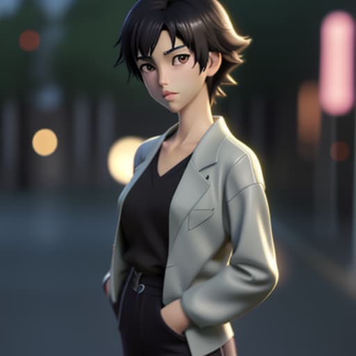  Makoto Shinkai style. semi - realistic anime style. asian. black hair. blurry. blurry background. blurry foreground. depth of field. lips. looking at viewer. realistic. solo. fashion. cinematic. 3D