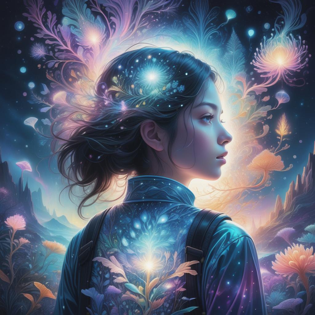  (Ultra detailed illustration of a person lost in a magical world of wonders, glowy, background, incredibly detailed, pastel colors, night, bioluminescence, ultrarealistic, hyperrealistice, hyperdetailed: shiny aura, highly detailed, intricate motifs, perfect composition, smooth, sharp focus, sparkling particles, background Realistic, (In a captivating art piece, a whimsical virtual regal amoeba blob creature takes center stage. by alex1shved This vibrant cartoon image showcases a charming and charismatic character, reminiscent of a blob-like organism. The virtual creation is brought to life with vivid colors and impeccable detailing, capturing every intricate texture and contour. The image, perhaps a digital painting or an animated illustra hyperrealistic, full body, detailed clothing, highly detailed, cinematic lighting, stunningly beautiful, intricate, sharp focus, f/1. 8, 85mm, (centered image composition), (professionally color graded), ((bright soft diffused light)), volumetric fog, trending on instagram, trending on tumblr, HDR 4K, 8K