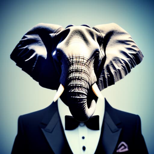 mdjrny-v4 style An elephant wearing an elegant tuxedo