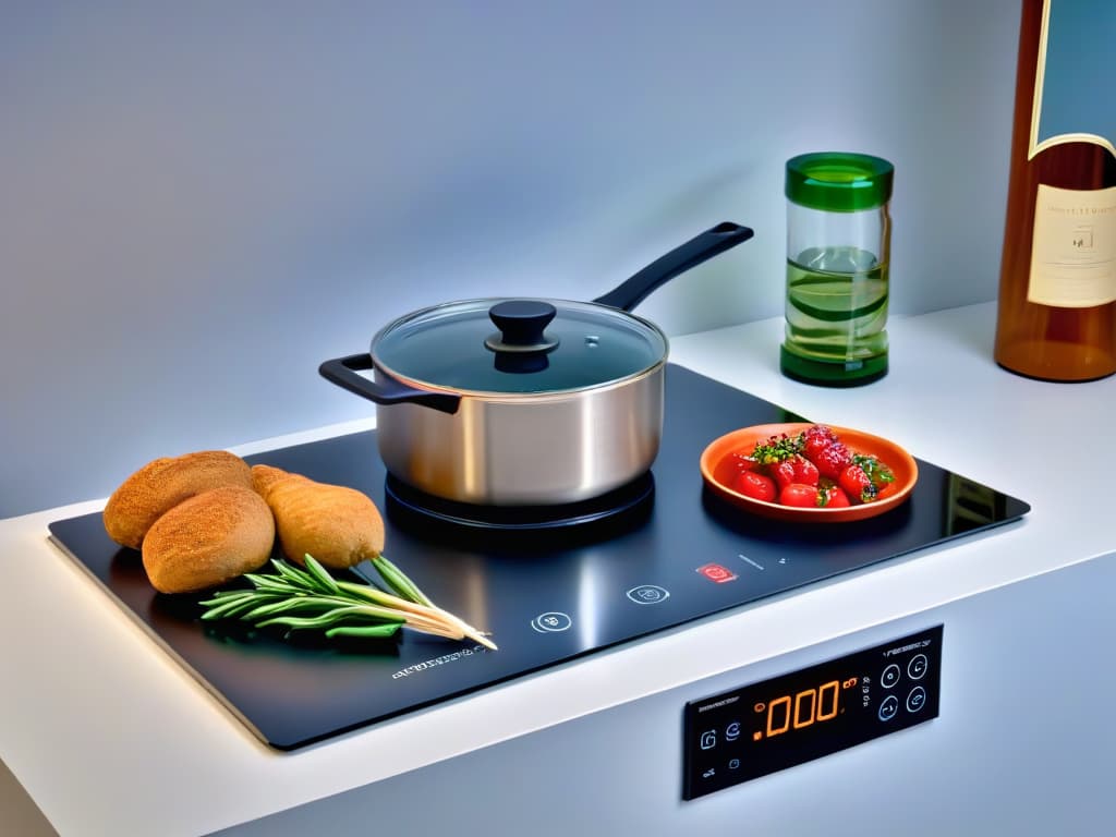  A closeup, ultradetailed image of a sleek, modern induction stove adorned with a set of highend, essential cooking accessories such as a precision digital thermometer, a professionalgrade whisk, a heatresistant silicone spatula, and a set of premium copper measuring cups neatly arranged on the glass cooktop. The stove's surface is immaculately clean, reflecting the ambient light to highlight the precision engineering of the appliance, while the accessories are strategically placed to convey a sense of meticulous preparation and attention to detail in the pursuit of culinary perfection. hyperrealistic, full body, detailed clothing, highly detailed, cinematic lighting, stunningly beautiful, intricate, sharp focus, f/1. 8, 85mm, (centered image composition), (professionally color graded), ((bright soft diffused light)), volumetric fog, trending on instagram, trending on tumblr, HDR 4K, 8K