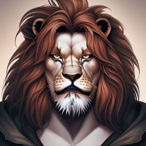  Portrait of a real life titan male lion devil logo